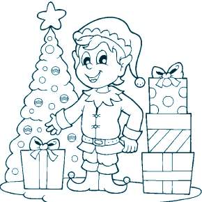 Раскраски Новогодняя Ёлка с подарками