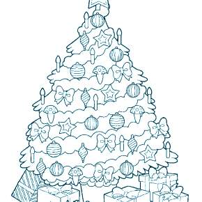 Раскраски Новогодняя Ёлка с подарками