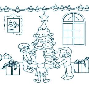 Раскраски Новогодняя Ёлка с подарками