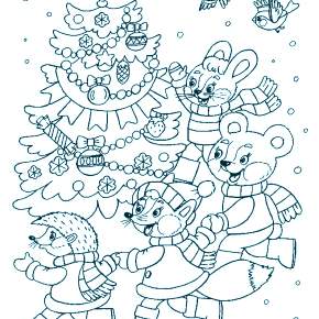 Раскраски Новогодняя Ёлка с подарками