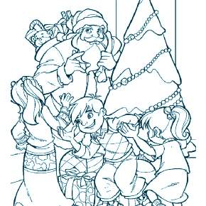 Раскраски Новогодняя Ёлка с подарками