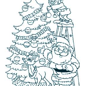 Раскраски Новогодняя Ёлка с подарками