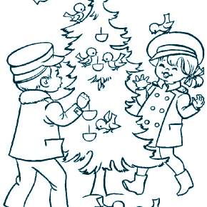 Раскраски Новогодняя Ёлка с подарками