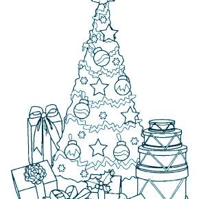 Раскраски Новогодняя Ёлка с подарками