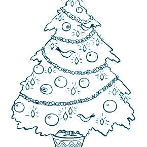 Раскраски Новогодняя Ёлка с подарками