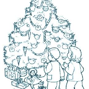 Раскраски Новогодняя Ёлка с подарками