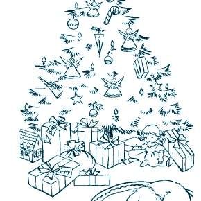 Раскраски Новогодняя Ёлка с подарками
