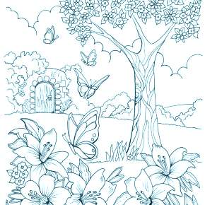 Раскраска цветущие деревья