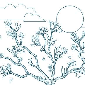 Раскраска цветущие деревья