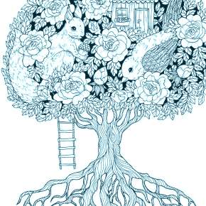 Раскраска цветущие деревья