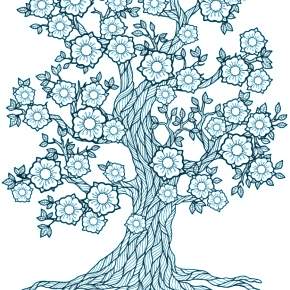 Раскраска цветущие деревья