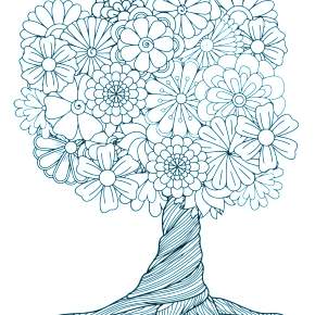 Раскраска цветущие деревья