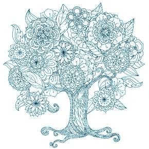 Раскраска цветущие деревья
