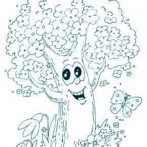 Раскраска цветущие деревья