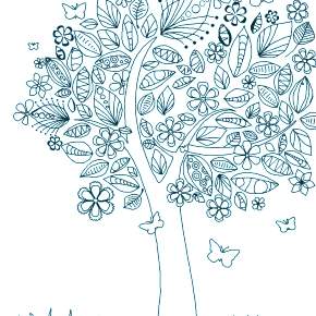 Раскраска цветущие деревья