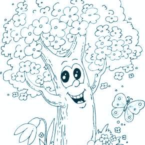 Раскраска цветущие деревья