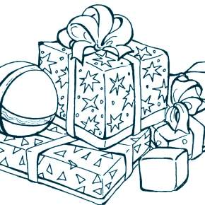 Раскраска новогодние подарки