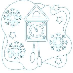 Раскраска новогодние часы