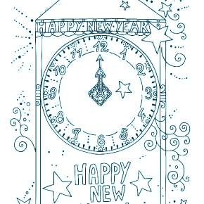 Раскраска новогодние часы