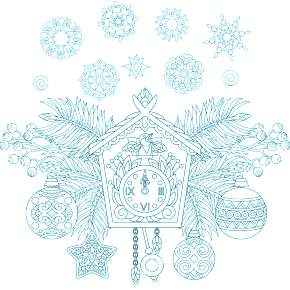Раскраска новогодние часы