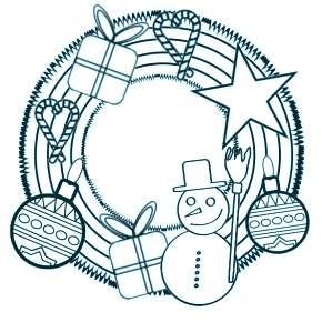 Раскраска новогодний венок Раскраска новогодний венок