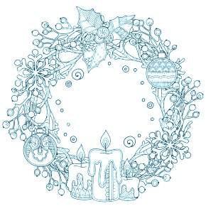 Раскраска новогодний венок Раскраска новогодний венок