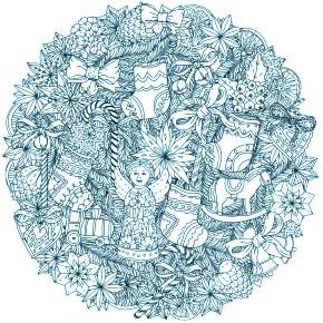 Раскраска новогодний венок Раскраска новогодний венок