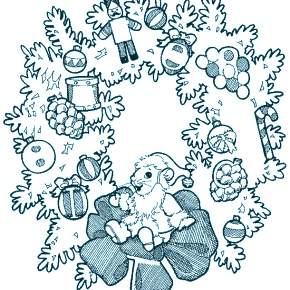 Раскраска новогодний венок Раскраска новогодний венок