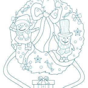 Раскраска новогодний венок Раскраска новогодний венок