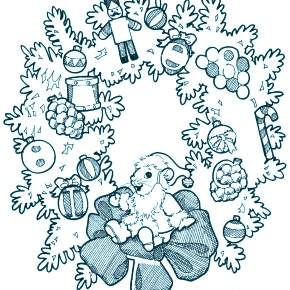 Раскраска новогодний венок Раскраска новогодний венок