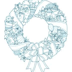 Раскраска новогодний венок Раскраска новогодний венок