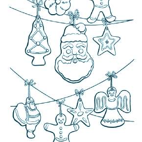 Раскраска новогодняя гирлянда Раскраска новогодняя гирлянда