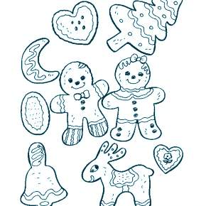 Раскраска пряник новогодний