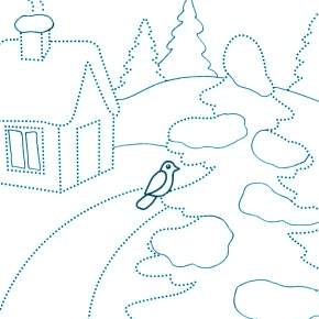 Раскраска новогодние домики Раскраска новогодние домики