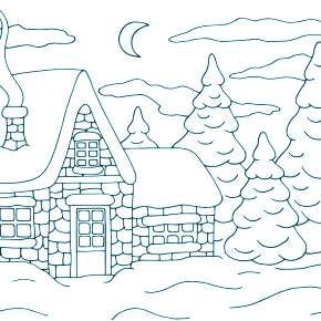 Раскраска новогодние домики Раскраска новогодние домики