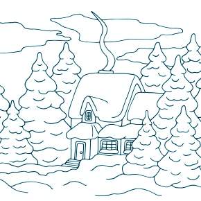 Раскраска новогодние домики Раскраска новогодние домики
