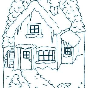 Раскраска новогодние домики Раскраска новогодние домики