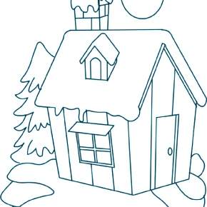 Раскраска новогодние домики Раскраска новогодние домики