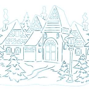 Раскраска новогодние домики Раскраска новогодние домики