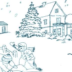 Раскраска новогодние домики Раскраска новогодние домики