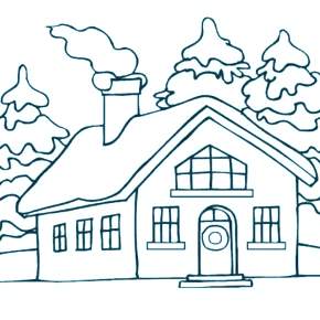 Раскраска новогодние домики Раскраска новогодние домики