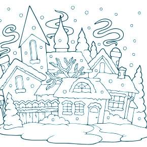 Раскраска новогодние домики Раскраска новогодние домики
