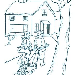 Раскраска новогодние домики Раскраска новогодние домики