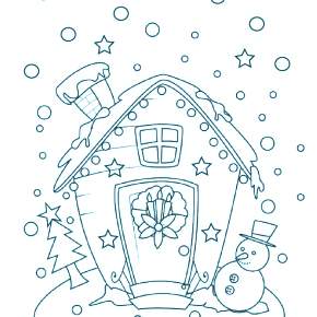 Раскраска новогодние домики Раскраска новогодние домики