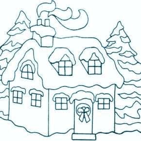 Раскраска новогодние домики Раскраска новогодние домики
