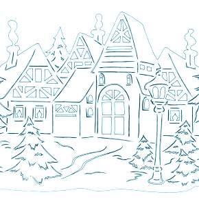 Раскраска новогодние домики Раскраска новогодние домики