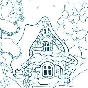 Раскраска новогодние домики Раскраска новогодние домики
