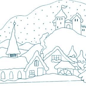 Раскраска новогодние домики Раскраска новогодние домики