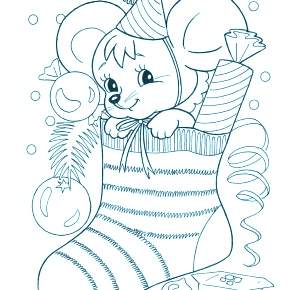 Раскраска новогодний носок Раскраска новогодний носок