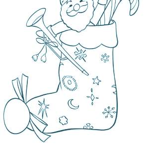 Раскраска новогодний носок Раскраска новогодний носок